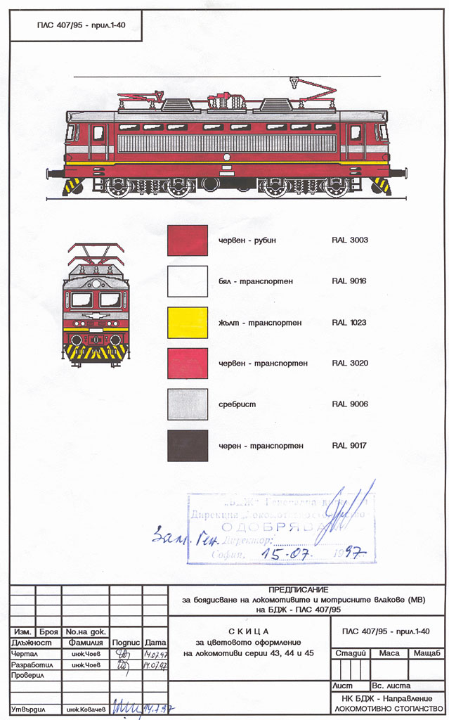 Схема за боядисване на ЕЛ 44/45, ПЛС 407/95 Прил. 1-40